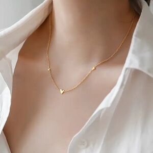 Mini Love Heart Gold Plated Pendant Necklace Simple Cute Necklaces for Women